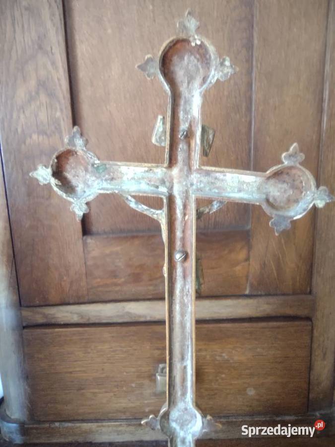 Stary krzyż krucyfiks Francja mosiądz Gniezno