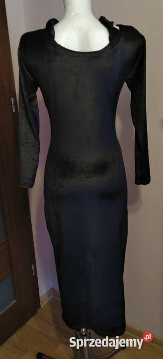 Długa czarna welurowa sukienka UNIQUE rock metal Spódnice i sukienki Moda i Styl Krosno
