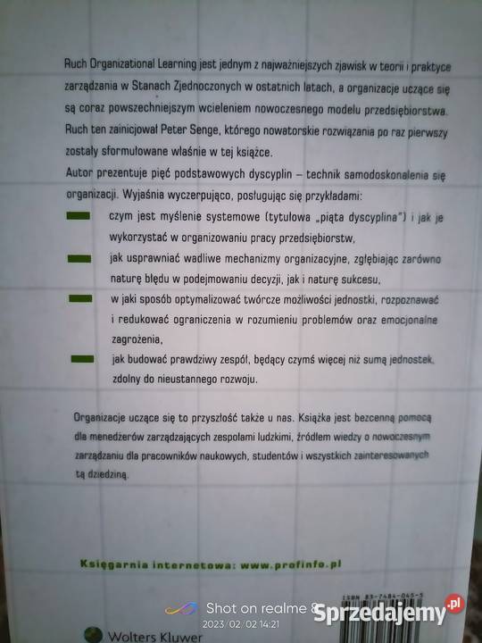 Piąta dyscyplina teoria i praktyka organizacji mazowieckie Warszawa sprzedam