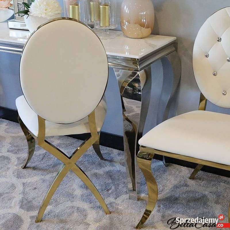 Krzesło Ludwik III Gold Glamour z kryształkami Warszawa