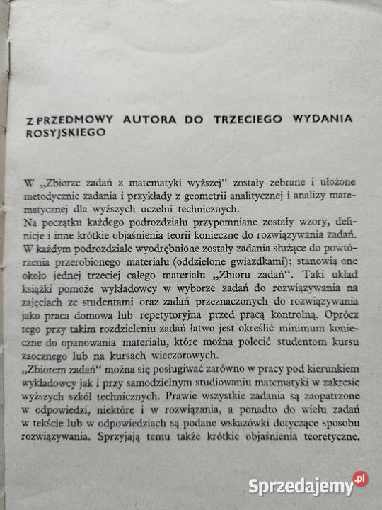 Zbiór zadań z matematyki wyższej WPMinorski Rok wydania 1971 Podręczniki