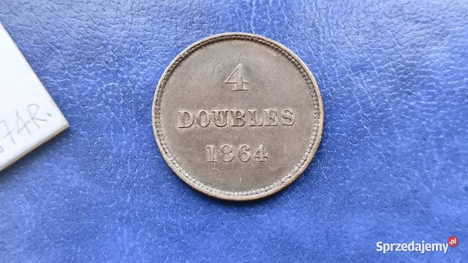 Stare monety 4 doubles 1864 Guernsey Lesko