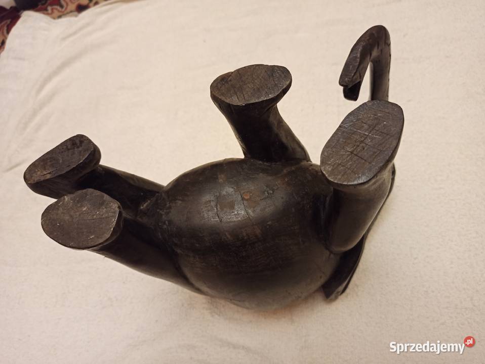 Rzeźba słoń z litego drewna rękodzieło rarytas Gdańsk