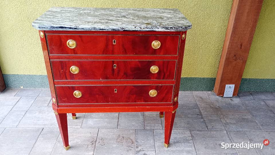 Komoda marmur intarsja Gustawiański XX w Budzyń
