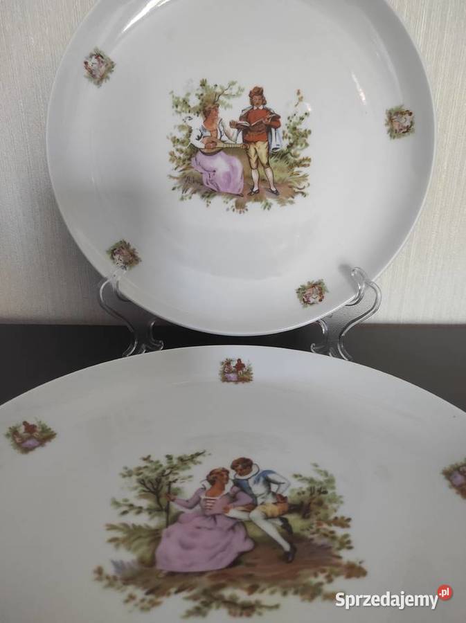 Talerzpatera stara porcelana scenki rodzajowe Porcelana i szkło Warpechy Stare