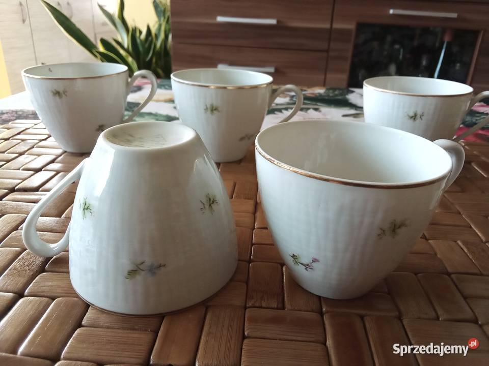 PRL filiżanki porcelana Ćmielów 6 Filiżanki i spodki Łódź