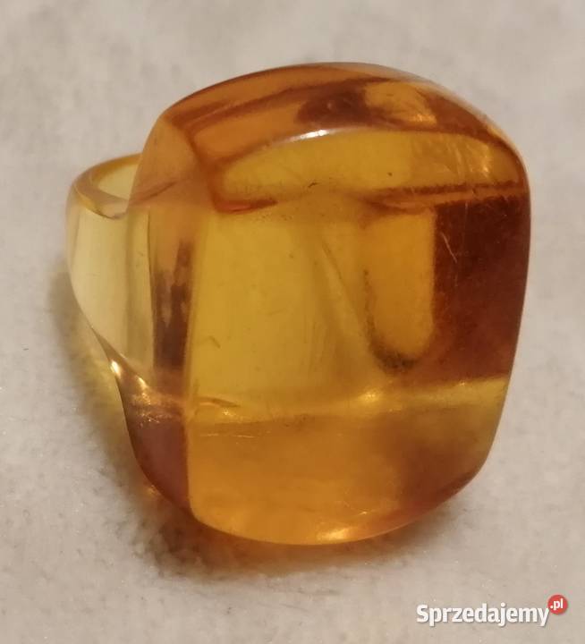 Sygnet pierścień bursztynowy 18mm Biżuteria Czeladź sprzedam