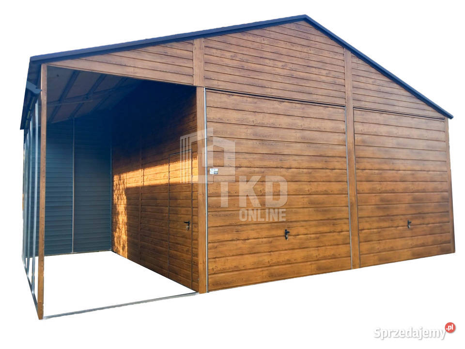Garaż Blaszany 6x5 + wiata - 2x Brama -Podwyższenie TKD119