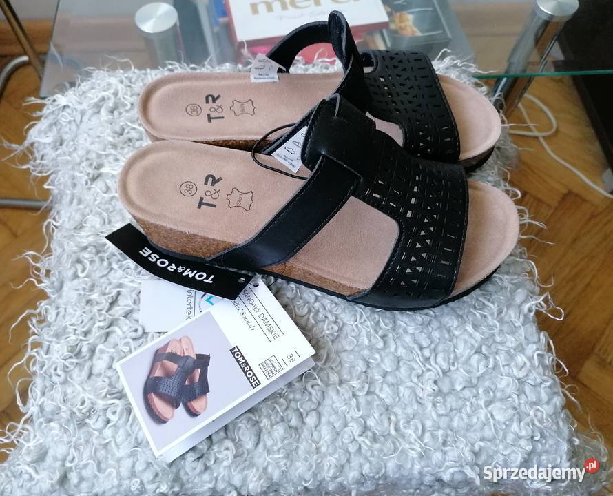 NOWE CZARNE SANDAŁY DAMSKIE TOMROSE R38 Łódź
