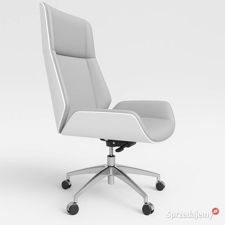 Fotel obrotowy biurowy biało szary srebrna noga Golkowice