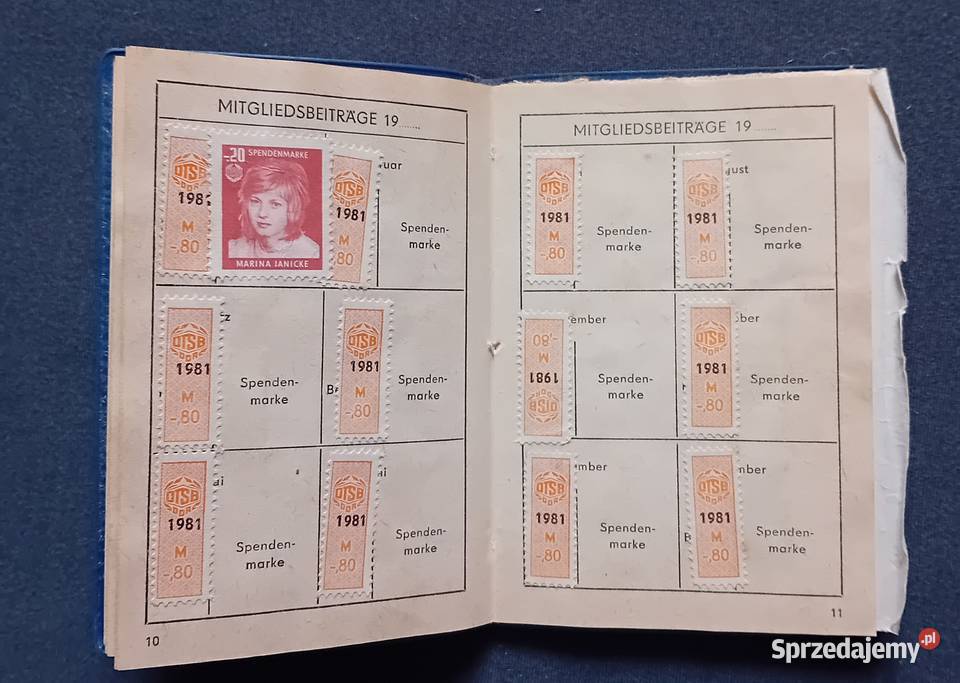 Legitymacja Deutsche Turn und Sportbuch der DDR Koźminek
