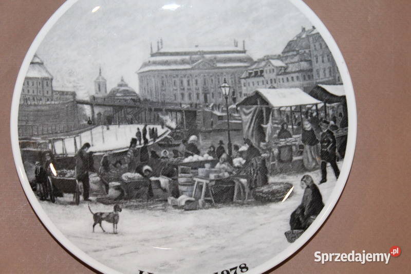 Talerz kolekcjonerski Gustaveberg Targ zimowy Antyki, Sztuka, Kolekcje Szczecin