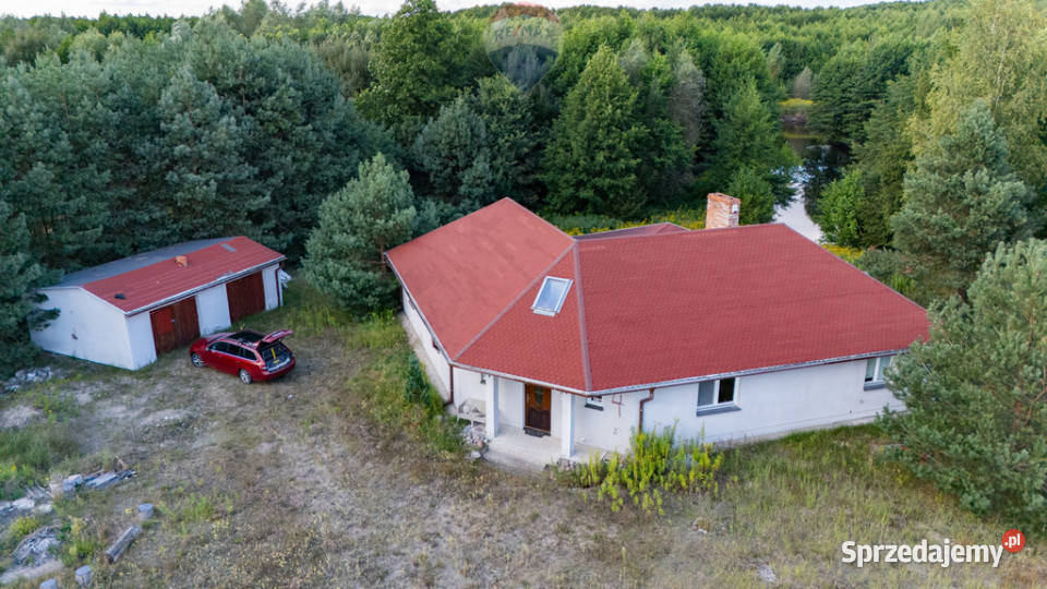 Dom z własnym stawem i wyspą pod Toruniem Obory garaż