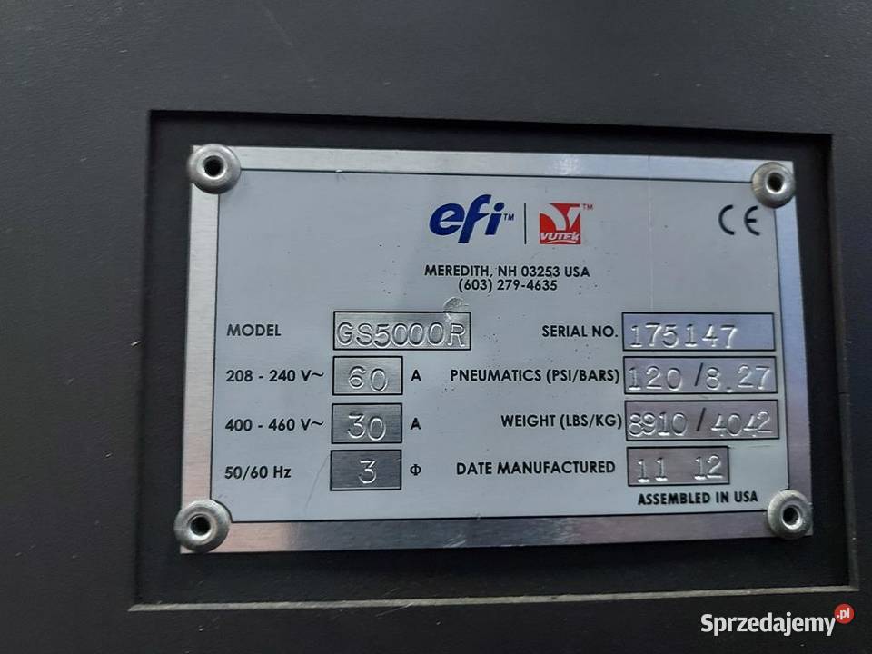 Ploter EFI VUTEK GS 5000r szer 5m 288m2h 7736 mazowieckie Warszawa sprzedam
