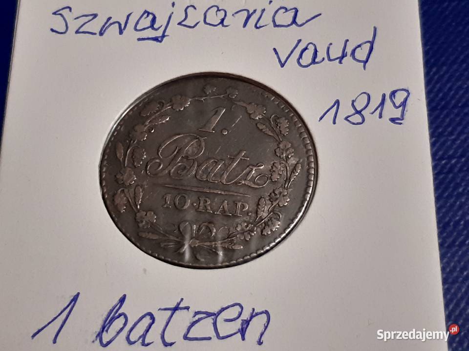 moneta srebrna Szawajcarii kanon Vaud z 1819r Łomża