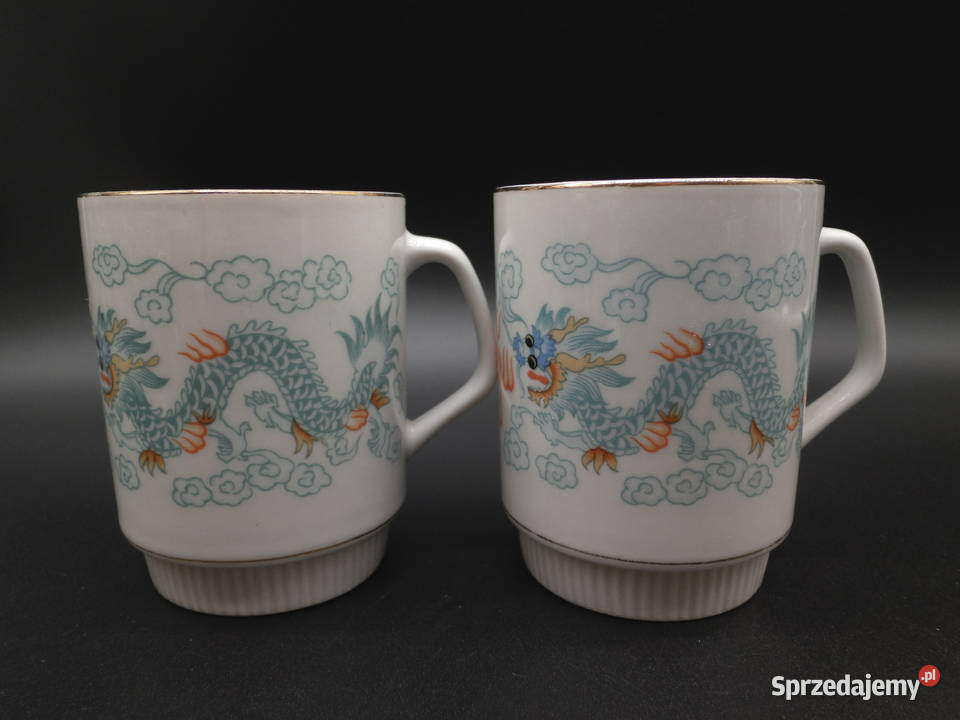 2 kubki porcelanowe kubek chiński retro smoki sprzedam