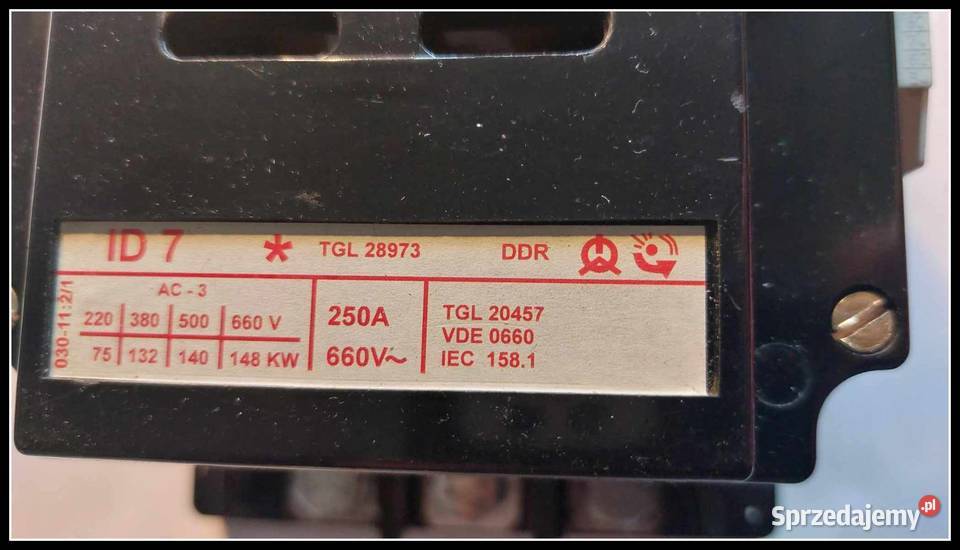 Stycznik ID7 ID 7 250A DDR nieużywany Dąbrowa Górnicza sprzedam