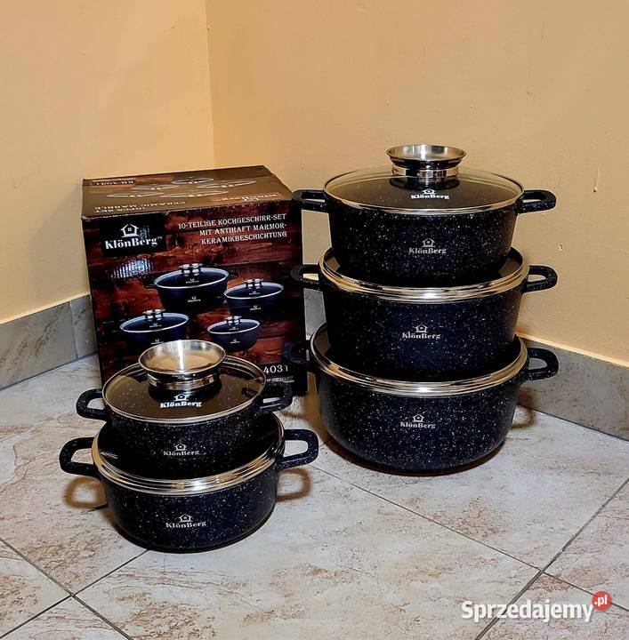 Garnki marmurkowe 5 czarne szare Szczecin