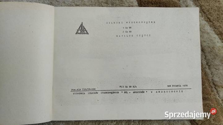 Katalog części silnik ANDORIA 1CA90 2CA90 1978 lubelskie Lublin sprzedam