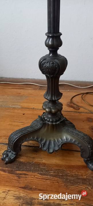 Stara mosiężna lampa podłogowa klosz witraż w Skierniewice