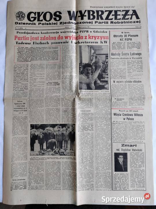 Głos Wybrzeża z 1981r i z 1989r dziennik miękka Gdynia