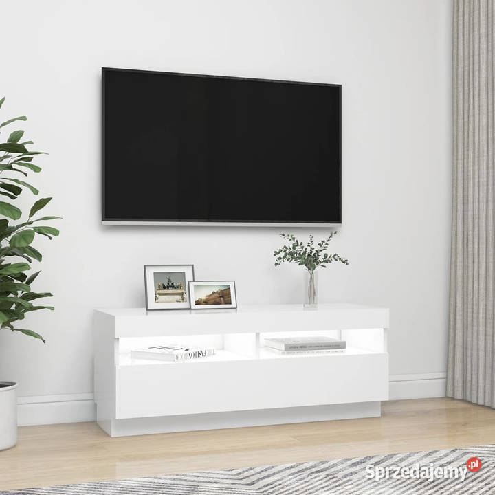Szafka pod TV z oświetleniem LED biała 100x35x40 Warszawa