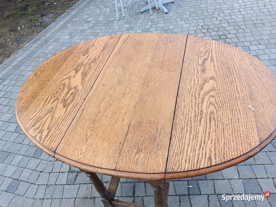 Stolik dębowy składany z owalnym blatem Lipno