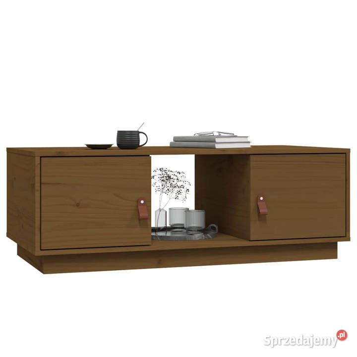 Stolik kawowy miodowy brąz 100x50x35 lite drewno
