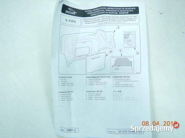 BOCZEK TAPICERKA BAGAŻNIKA LEWA JAGUAR XTYPE osobowe