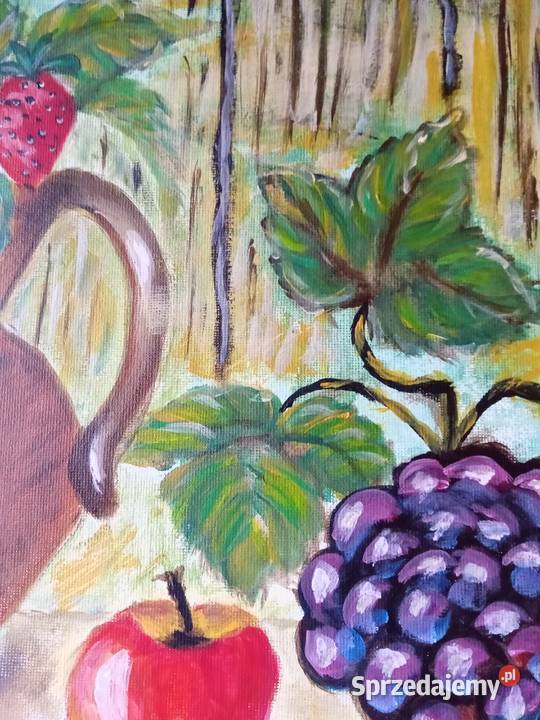 Martwa natura obraz ręcznie malowany akrylami Obrazki i obrazy małopolskie sprzedam