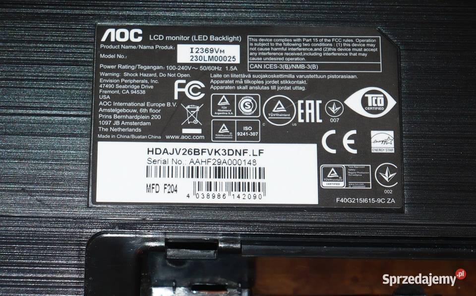 Obudowa bez stopy Monitor AOC I2369VM Lublin