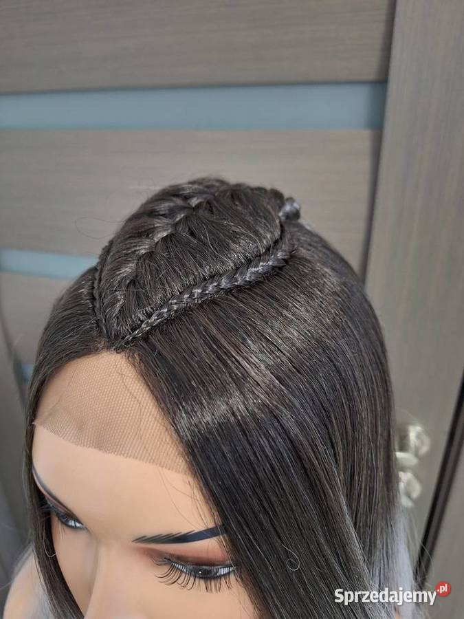 Prosta peruka z koronki blond ombre z warkoczem Malbork