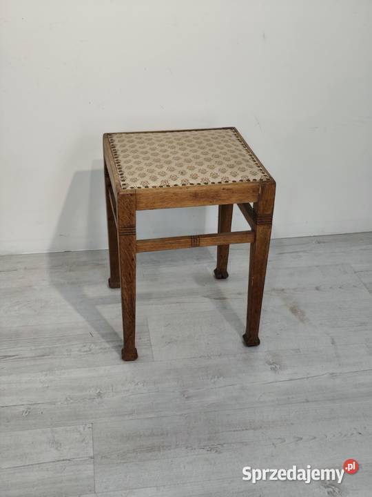 Stylowy Dębowy Stołek Art Deco Oryginalny Poddębice