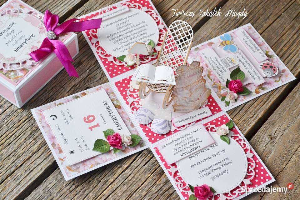 Kartka w pudełku exploding box emerytki różne