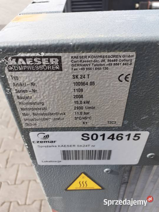 Sprężarka śrubowa KAESER SK24T 15kW 223m3min Wilków