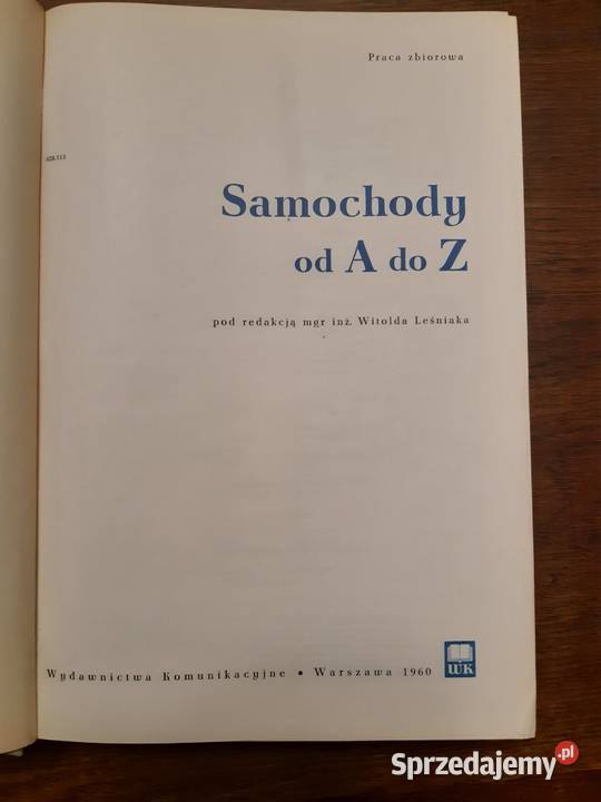 Samochody A do Z Witolda Leśniaka Wyd Kraków sprzedam