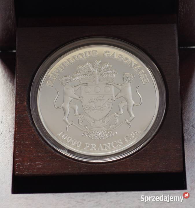 Springbok 1 Kilo Silver Coin 10000 Francs Gabon Bielsko-Biała