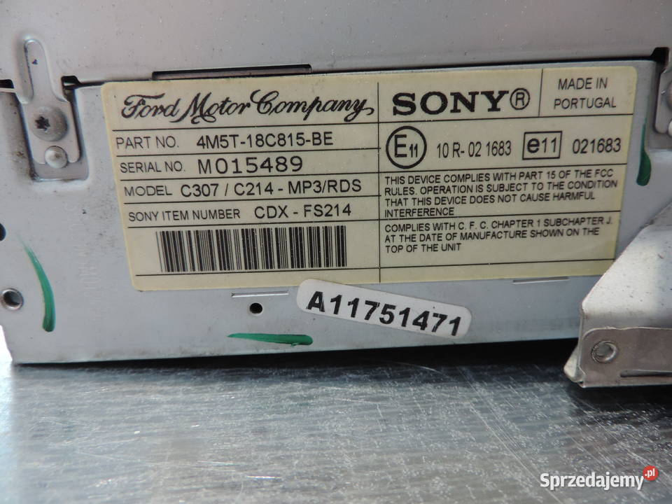 RADIO FABRYCZNE FORD FOCUS MK2 4M5T18C815BE Nowy Sącz