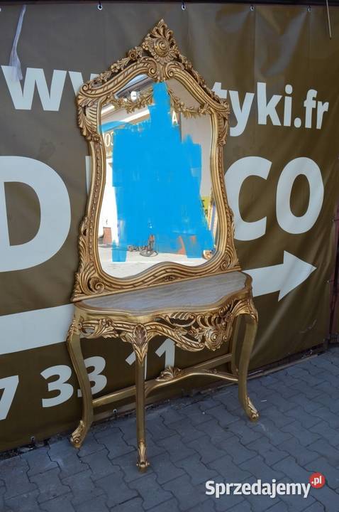 BAROKOWE LUSTRO ZŁOTE KRYSZTAŁOWE Meble małopolskie