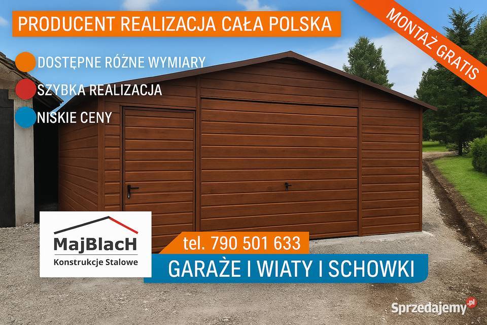 Garaż Blaszany Dwuspadowy ORZECH Profil Imitacja Sprzedaż Świdnik sprzedam
