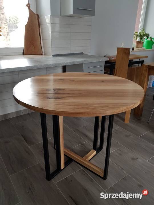 Stół okrągły loftowy jesionowy Pińczów sprzedam