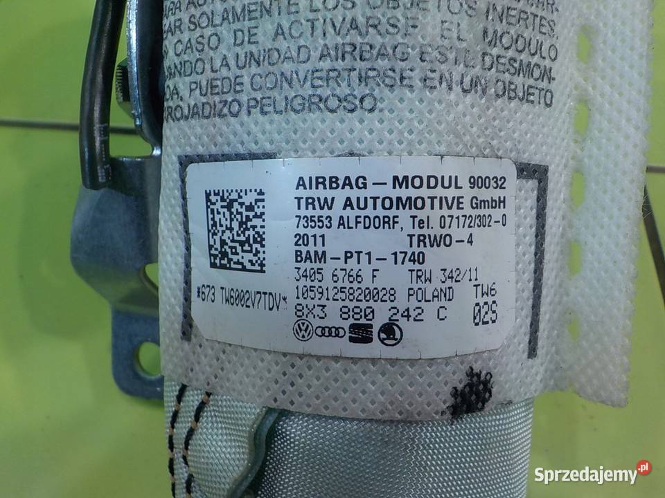 AUDI A1 8X 16 TDI 12r 3D AIRBAG poduszka fotela Poduszki powietrzne Suków