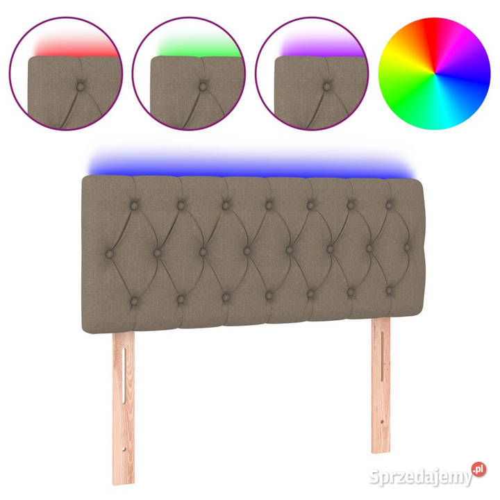 Zagłówek do łóżka z LED taupe 100x7x7888 tkanina