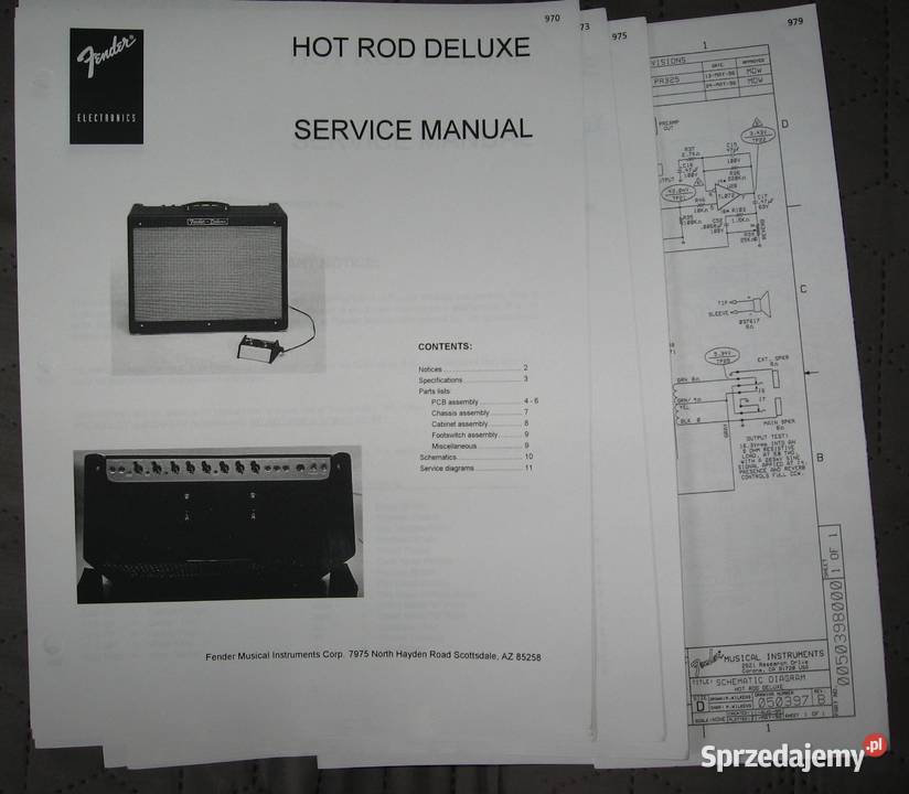 Fender Hot Rod Deluxe Service Manual instrukcja pomorskie Kępice sprzedam