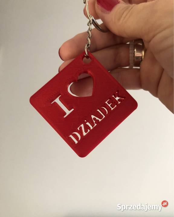 Breloczki czerwone kwadrat Dzień babci i dziadka Uniseks Kłodawa