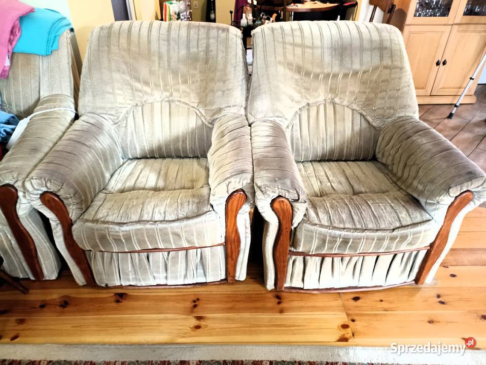 Fotele tapicerowane używane zielone 2 sztuki Bełchatów sprzedam