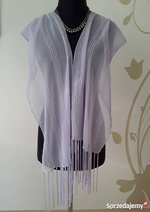 Lawendowy szal lekki z frędzlami Uniseks Warszawa