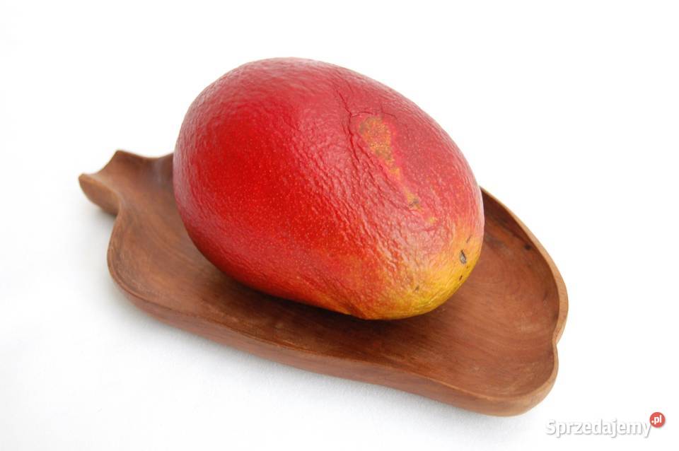 Rzeźbiona patera owoc mango drewno teak lata 70