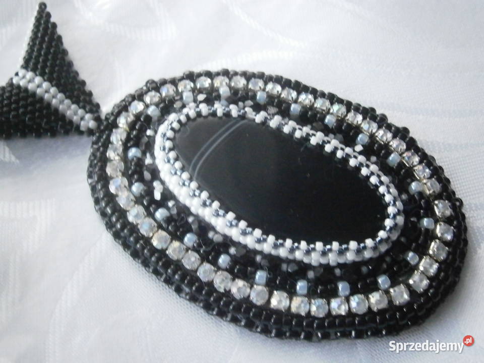 Duży czarny wisior onyks beading Częstochowa