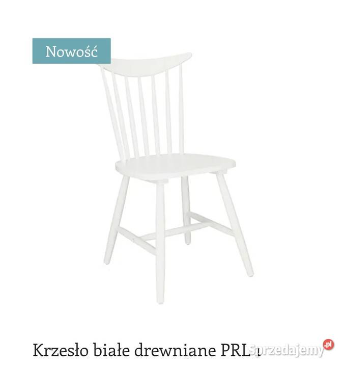 Krzesło białe z drewna styl PRL